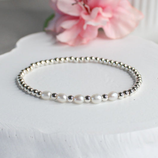 Freshwater Pearl with Sterling Silver Bead Bracelet - Terrace