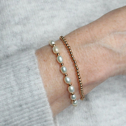 Pearl and Gold Filled Bead Bracelet - Tranquil