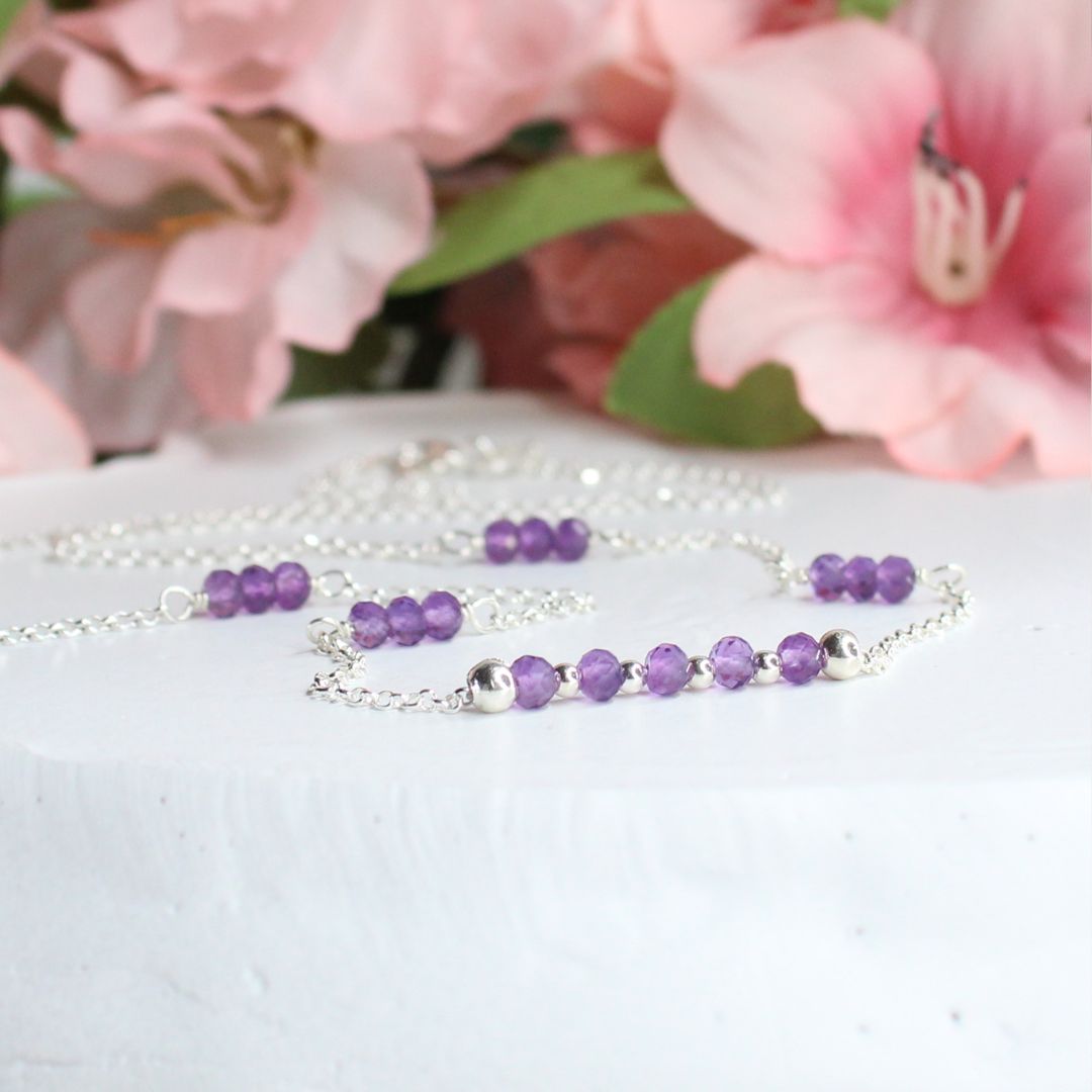 Amethyst Gemstone February Birthstone Necklace - Devon