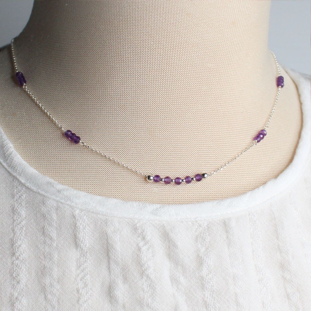 Amethyst Gemstone February Birthstone Necklace - Devon