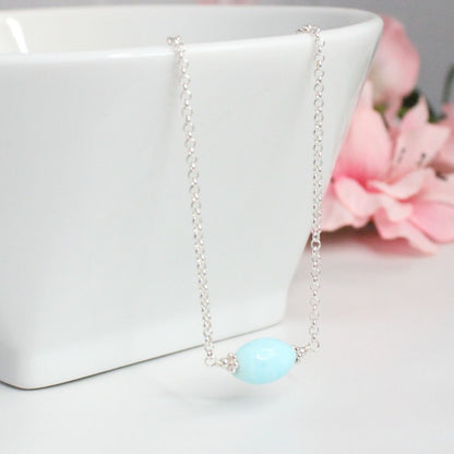 Blue Aragonite Necklace Sterling Silver - Celeste