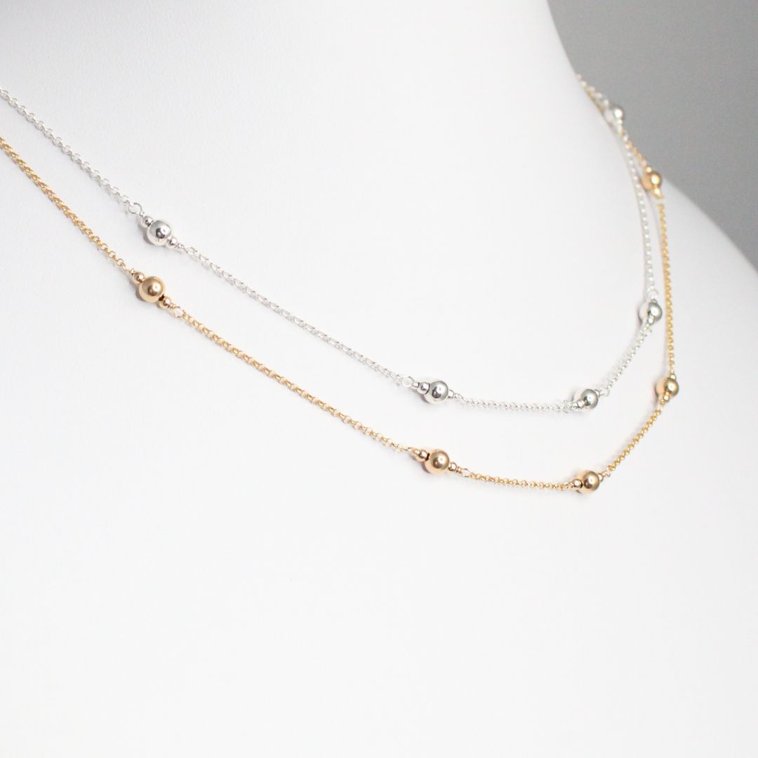 Serenity - Gold Ball Bead Station Chain Necklace