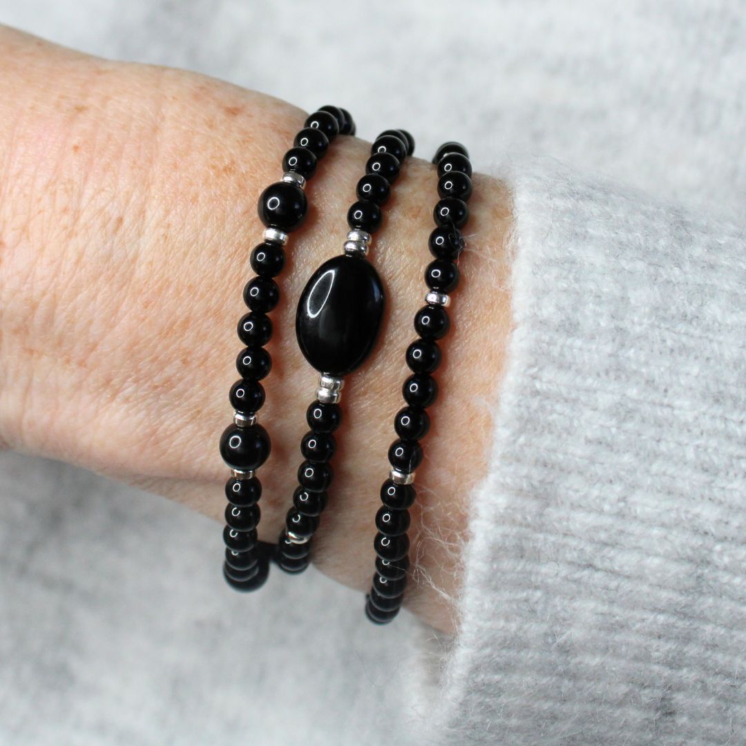 Black Onyx and Sterling Silver Bracelet - Bedford