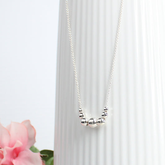 Graduated Sterling Silver Bead Necklace - Sophia