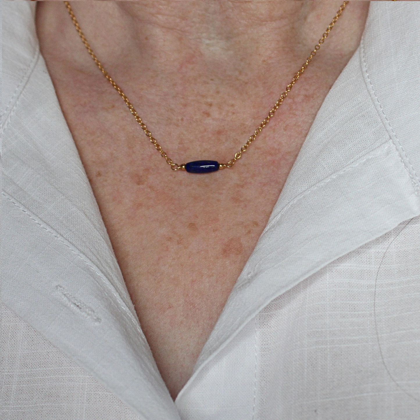 Lapis Lazuli Bead Gold Filled Necklace -Selene