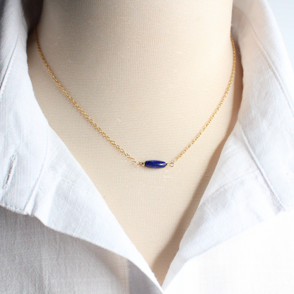 Lapis Lazuli Bead Gold Filled Necklace -Selene