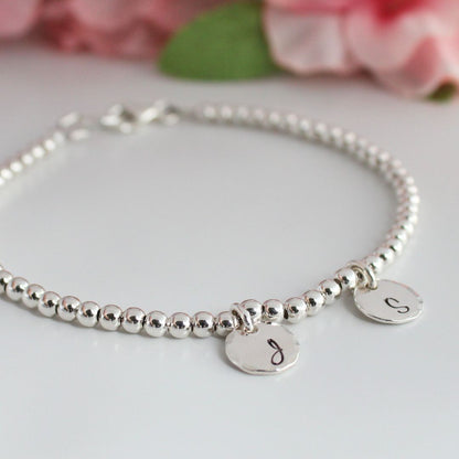 Personalized Katie Ball Bead Bracelet - Mia Initial Charm