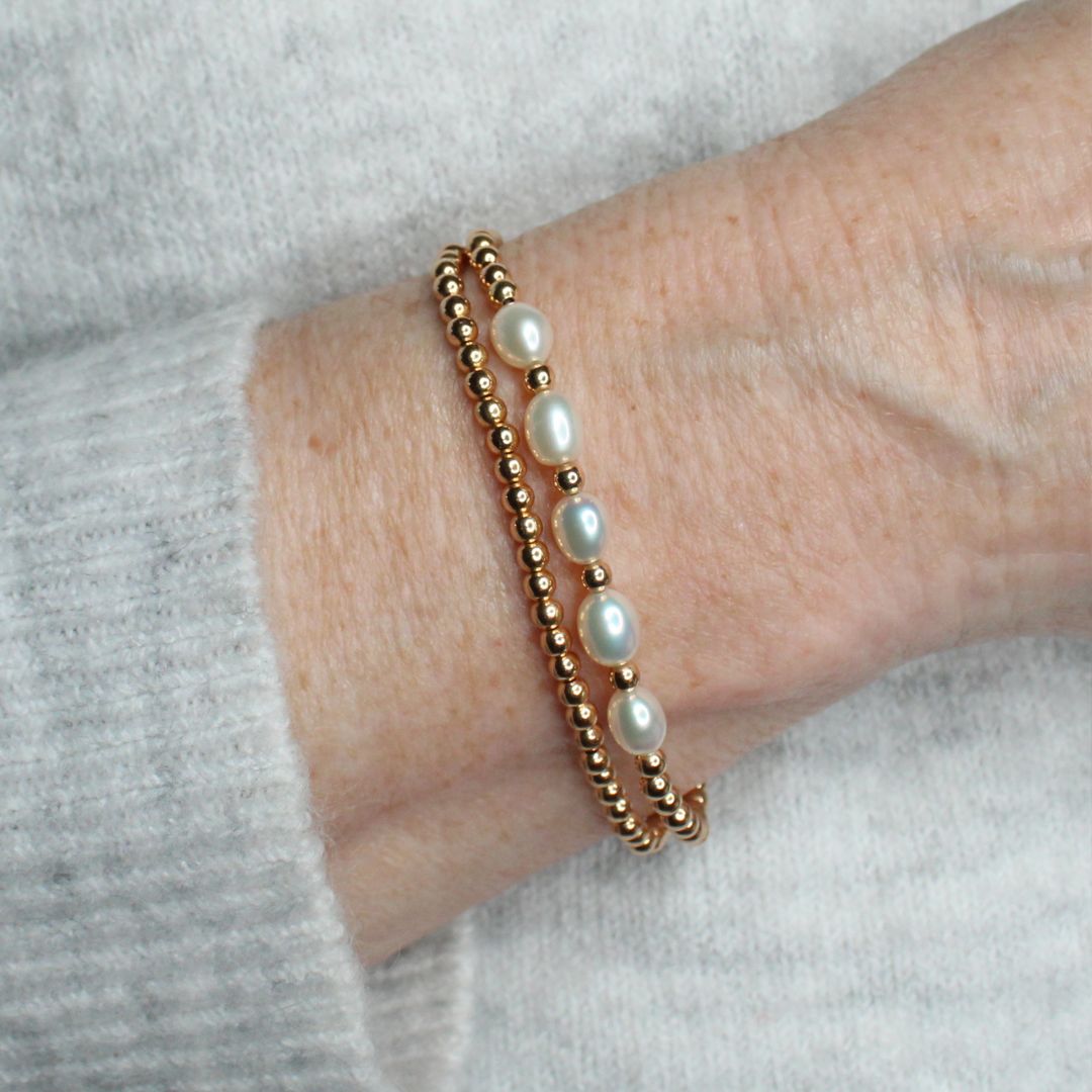 Freshwater Pearl and Gold Filled Bead Bracelet - Newgate