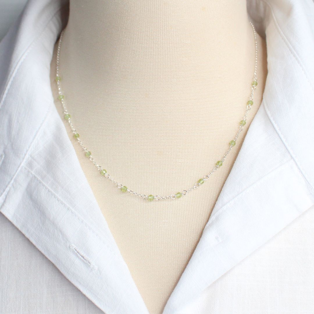 Genuine Peridot Gemstone August Birthstone Necklace - Darby