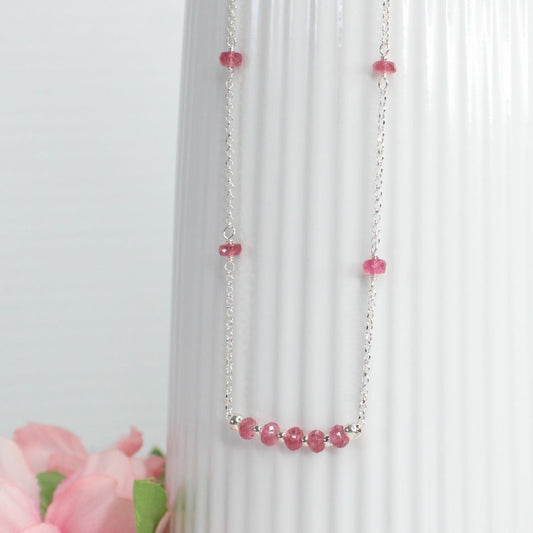 Pink Tourmaline Gemstone October Birthstone Necklace - Devon