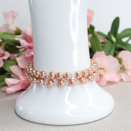 Rose Gold Swarovski Pearl & Aurora Borealis Crystal Bracelets