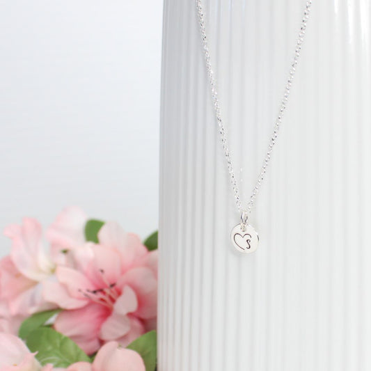 Mia - Small - Initial in Heart Pendant Necklace