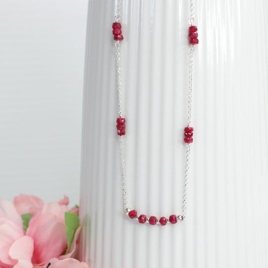 Ruby Gemstone July Birthstone Necklace - Devon