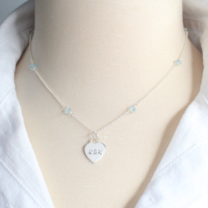 Personalized Heart Pendant on Birthstone Necklace