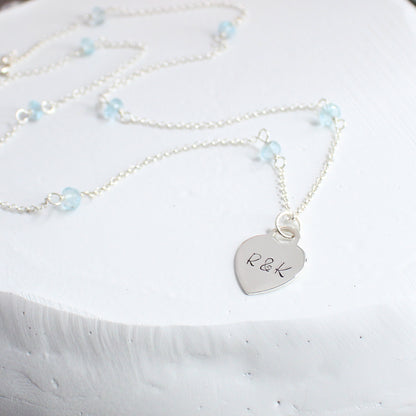 Personalized Heart Pendant on Birthstone Necklace