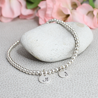 Bead Bracelet 3mm with Initial Charm