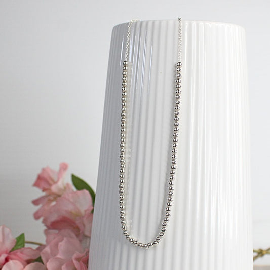 Half Strand 3mm Sterling Silver Bead Necklace - Katie