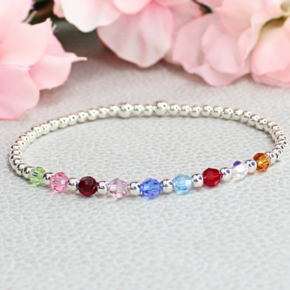 Mother's Birthstone Bracelets with Swarovski Crystals